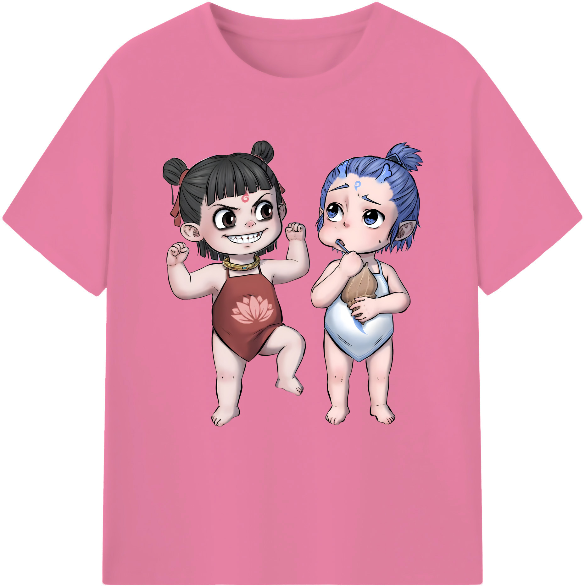 （画像用） Ne Zha 2 ナタ 魔童の大暴れ 綿100％半袖Tシャツ（フロントプリント）